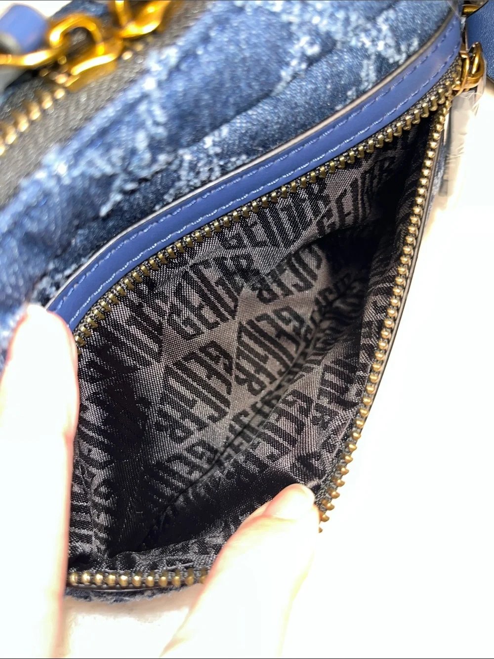 Kurt Geiger NWT! XS Quilted Denim Crossbody Bag - Picture 10 of 13